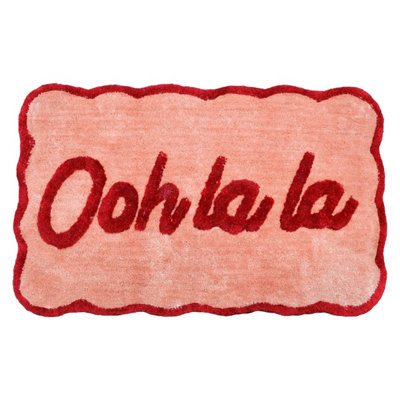 Allure Bath Fashions Ooh La La Scalloped Slogan Bath Mat (Red) from B&Q