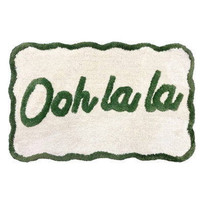 Allure Bath Fashions Ooh La La Scalloped Slogan Bath Mat (Green) from B&Q