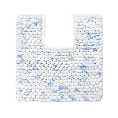 Allure Bath Fashions Marl Chunky Bobble Pedestal Toilet Mat Non SlipBlue from B&Q