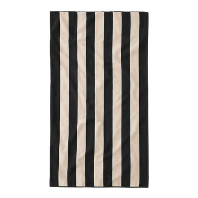 B&Q -  Extra Large Organic Cotton Striped Beach TowelBlack & Cream Stripe
