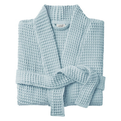 Allure Bath Fashions Unisex Baby Blue Lightweight Waffle Bathrobe, Spa Dressing Gown Kimono In | Size: S/M - Image 3