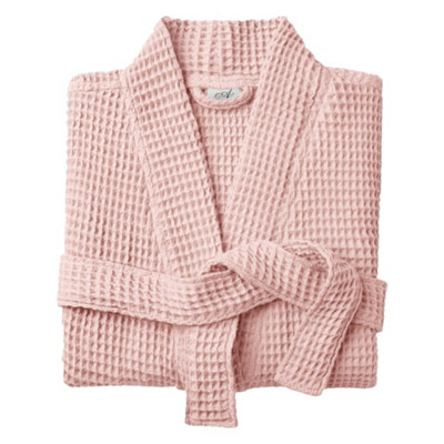 B&Q -  Unisex Lightweight Waffle BathrobeSpa Dressing Gown KimonoBlush PinkL/xl - Image 4