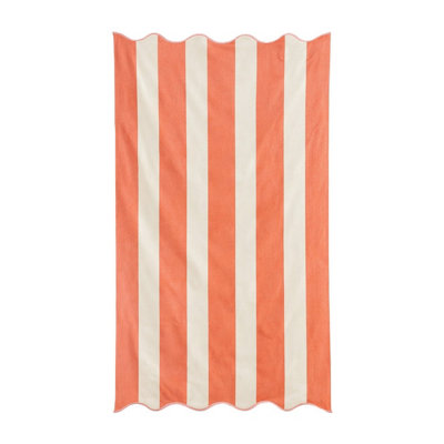 Allure Bath Fashions Large Scalloped Striped Beach TowelBurnt Orange from B&Q