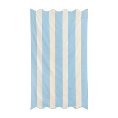 B&Q -  Large Scalloped Striped Beach TowelIce Blue