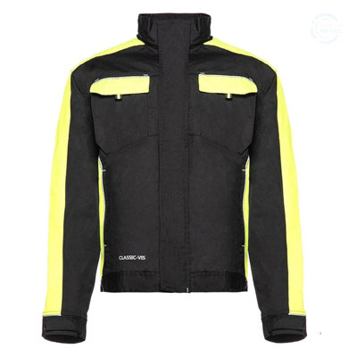 Artmas Classic Vis Hi Vis Work Jacket For Men Warm Adjustable And Practical With 6 Utility Pockets Size Uk 42 from B&Q