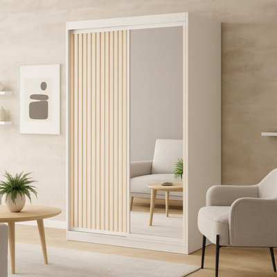 Sliding Door Wardrobe Delia 120 With Slats White from B&Q