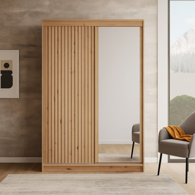Sliding Door Wardrobe Delia 120 With Slats Artisan from B&Q