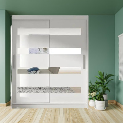 Sliding Wardrobe Westa Xiii 150 Cm With Mirror Panels White from B&Q