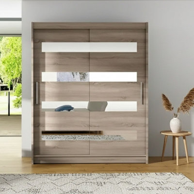 Sliding Wardrobe Westa Xiii 150 Cm With Mirror Panels Truffle from B&Q