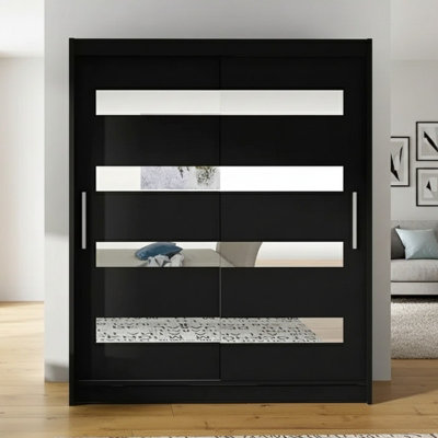 Sliding Wardrobe Westa Xiii 150 Cm With Mirror Panels Black from B&Q