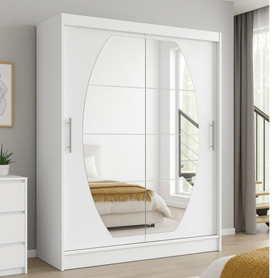 Sliding Doors Wardrobe Westa Viii 150Cm With Mirrors White from B&Q