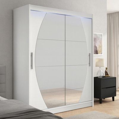 Sliding Doors Wardrobe Westa Viii 150Cm With Mirrors And Rgb Led Lights White from B&Q