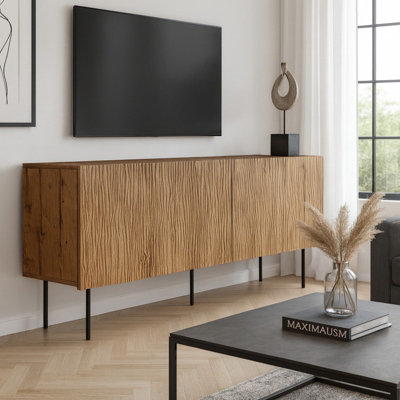 Jungle 190 Oak Wotan Chest Of Drawers Modern Design With Black Metal Legs from B&Q