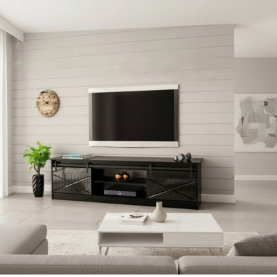 Granero Black Tv Cabinet Modern Black Gloss Living Room Entertainment Unit from B&Q