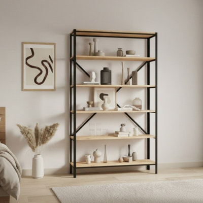 Ralph Black And Oak Artisan Bookcase Industrial Style Shelving Unit from B&Q