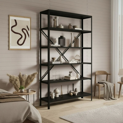 Ralph Black Bookcase Industrial Style Shelving Unit from B&Q