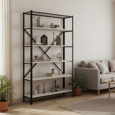 Ralph Black And White Mat Bookcase Industrial Style Shelving Unit from B&Q
