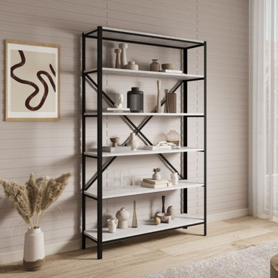 Ralph Black And Concrete Mat Bookcase Industrial Style Shelving Unit from B&Q