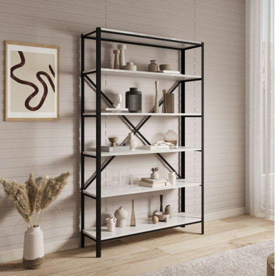 Ralph Black And White Gloss Bookcase Industrial Style Shelving Unit from B&Q