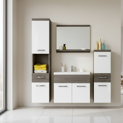 Alba Bathroom Furniture Set White Gloss Finish With Dolomite Washbasin Bodega from B&Q