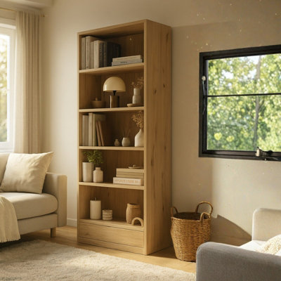 Seilf Modern Artisan Oak Bookcase Contemporary Storage Shelf Unit from B&Q