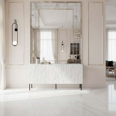 Jungle 152Cm Modern Sideboard White And Black Cabinet With Metal Legs And Push To Open System from B&Q