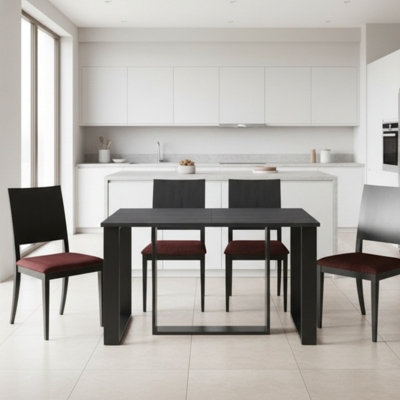 Borys Modern Extendable Dining Table 130 And 210X80 Cm Dark Concrete Finish With Sturdy Black Legs from B&Q