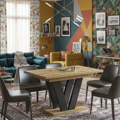 Modern Extendable Dining Table Lara 130 To 210 Cm Artisan Oak from B&Q