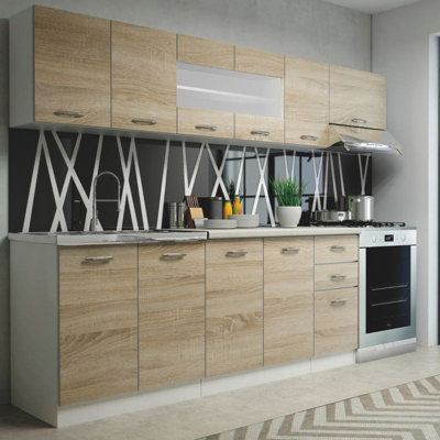  - Kitchen Furniture Set With Countertop Perla 260 Sonoma Oak And White