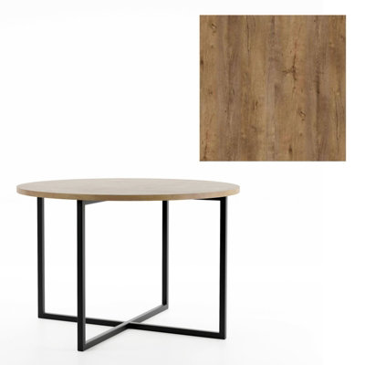  - Modern Circular Coffee Table Tollnes Oak Lefkas Dark
