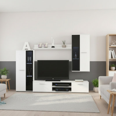 Salsa Modern White Wall Unit Contemporary Living Room Storage And Display Furniture Set from B&Q