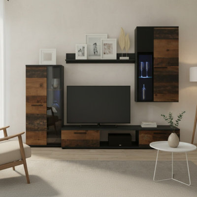 Salsa Modern Old Style Matera Wall Unit Contemporary Living Room Storage And Display Furniture Set from B&Q