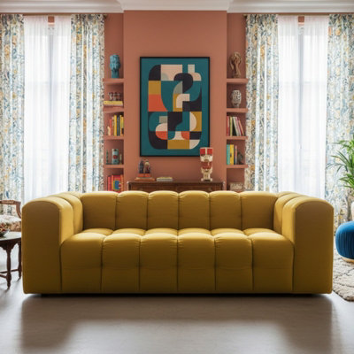 Three Seater Contemporary Sofa Baloo Mustard from B&Q
