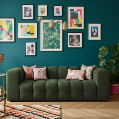 Three Seater Contemporary Sofa Baloo Green from B&Q