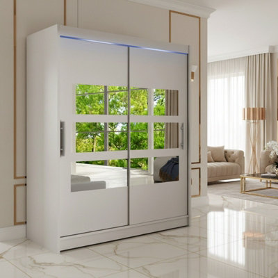 Wardrobe With Sliding And Mirrored Door Westa Vii 150 Cashmere Led Lights Rgb from B&Q