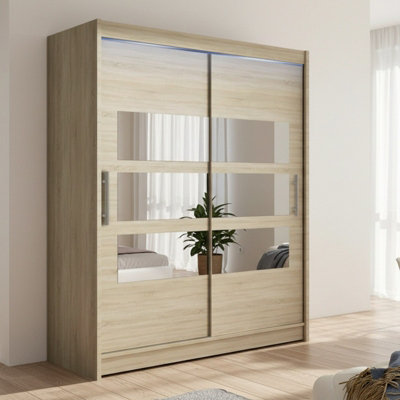 Wardrobe With Sliding And Mirrored Door Westa Vii 150 Sonoma Led Lights Rgb from B&Q