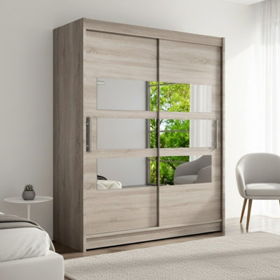 Wardrobe With Sliding And Mirrored Door Westa Vii 150 Truffle from B&Q