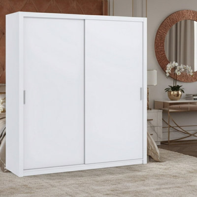 Spacious Bono Sz200 Sliding Door Wardrobe Practical Contemporary Bedroom White from B&Q