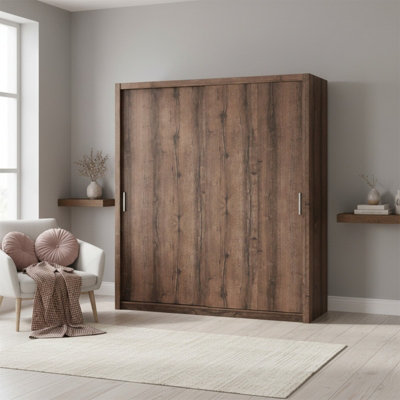 Spacious Bono Sz200 Sliding Door Wardrobe Practical Contemporary Bedroom Monastery Oak from B&Q