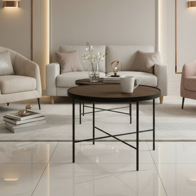  - Tre 600 Elegant Coffee Table 60X60 Cm With Metal Legs Modern Durable Living Room Design American Walnut