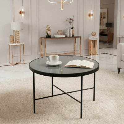  - Tre 600 Elegant Coffee Table 60X60 Cm With Metal Legs Modern Durable Living Room Design  Titanium Mirror