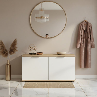 Clif St 100 Modular Hallway Storage Cabinet Space Saving Entrance System In Artisan Oak And White from B&Q