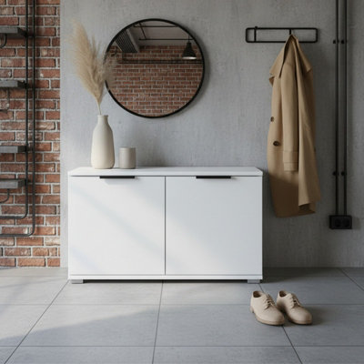 Clif St 100 Modular Hallway Storage Cabinet Space Saving Entrance System In White from B&Q