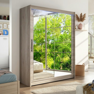 Westa Xi 150 Elegant Mirrored Sliding Truffle Wardrobe For Contemporary Interiors With Rgb Led Colorful from B&Q