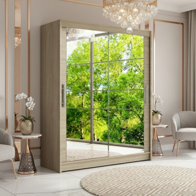 Westa Xi 150 Elegant Mirrored Sliding Sonoma Wardrobe For Contemporary Interiors from B&Q
