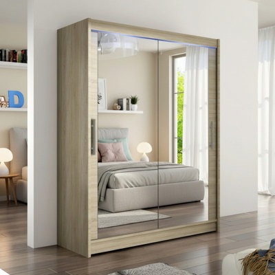 Westa Xi 150 Elegant Mirrored Sliding Sonoma Wardrobe For Contemporary Interiors With Rgb Led Colorful from B&Q