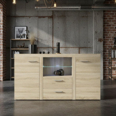 Rumba Modern Sideboard 157 Cm With 2 Drawers Stylish And Durable Storage For Living Or Dining Rooms Oak Sonoma from B&Q