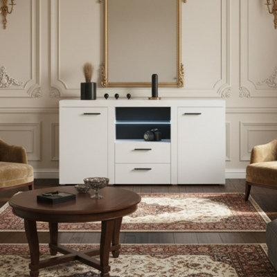 Rumba Modern Sideboard 157 Cm With 2 Drawers Stylish And Durable Storage For Living Or Dining Rooms White from B&Q