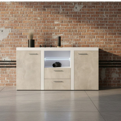 Rumba Modern Sideboard 157 Cm With 2 Drawers Stylish And Durable Storage For Living Or Dining Rooms Light Concrete from B&Q