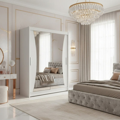 Westa Ix 150 Elegant Mirrored Sliding White Wardrobe For Contemporary Interiors With Rgb Led Colorful from B&Q